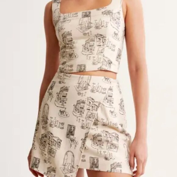 Abercrombie and Fitch Linen Blend Printed Set xs/s - Picture 1 of 9